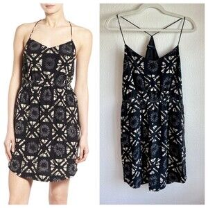 Madewell Women's Starview Batik Grid 100% Silk Racerback Cami Slip Dress Size S